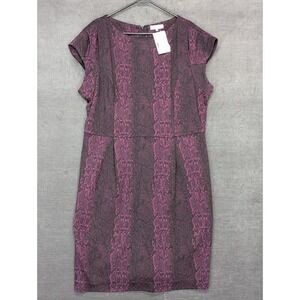 Calvin Klein Knit Sheath Dress Pink/Black Snakeskin Career Dress No Belt 18W